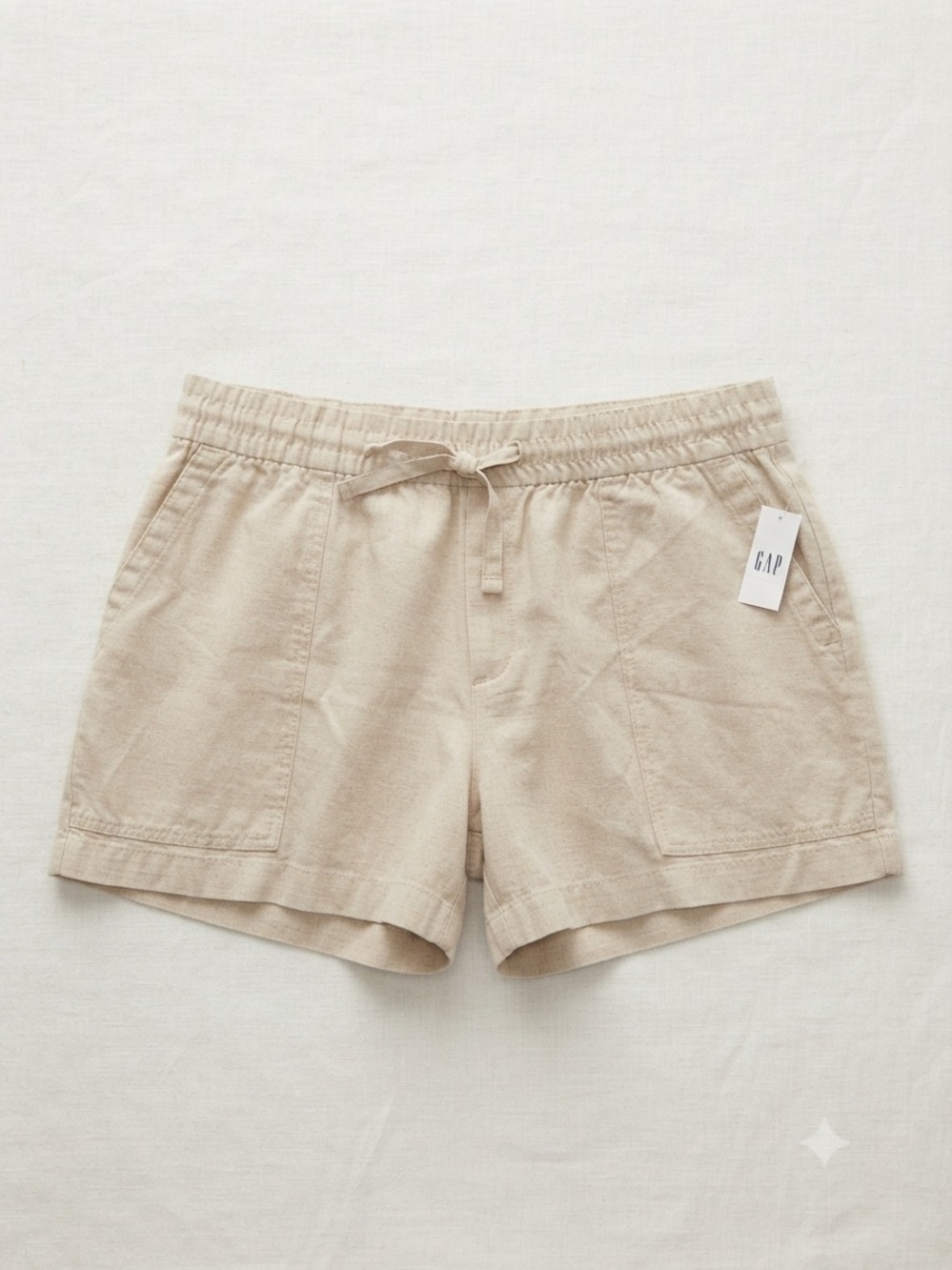 NWT GAP Women's Beige Drawstring Linen-Blend Shorts